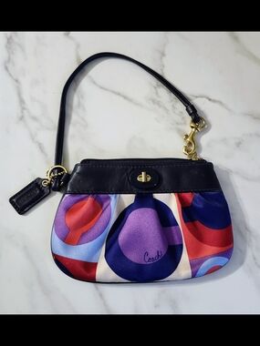 Coach Multicolor Optic Art Sateen Wristlet